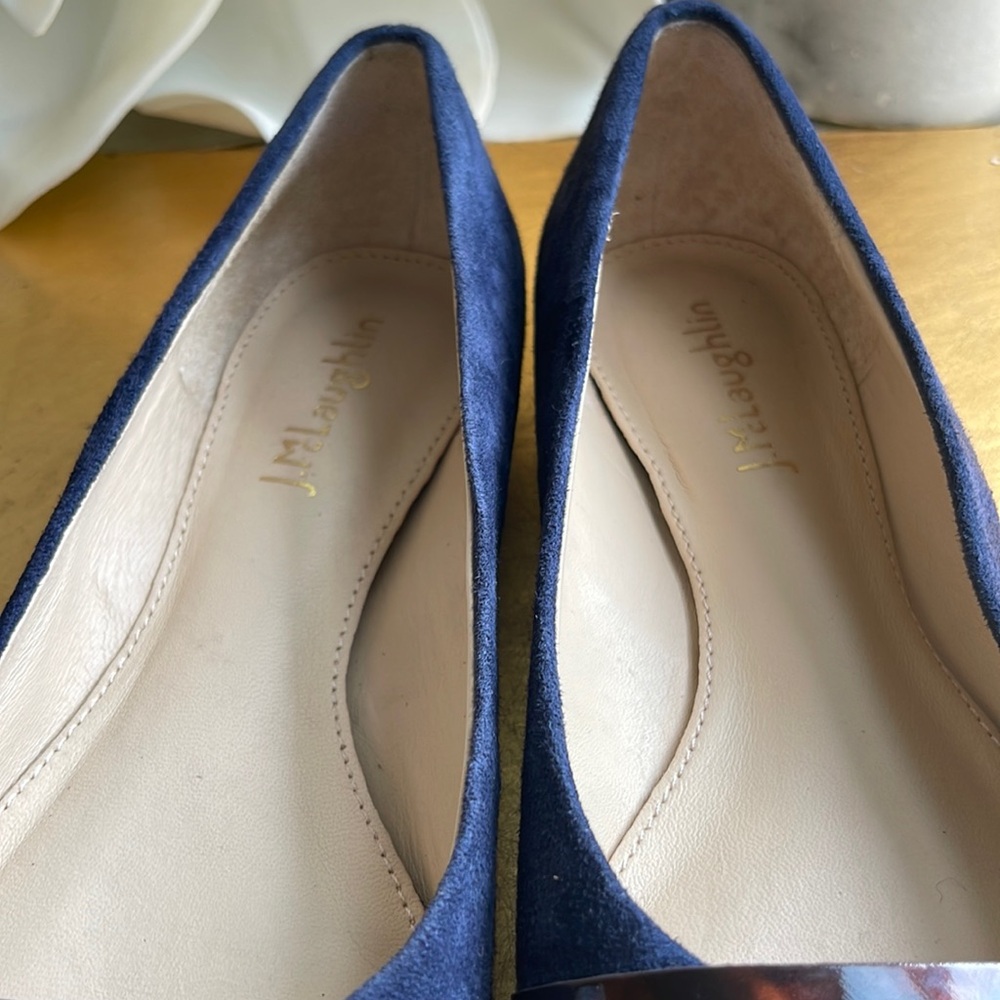 J. McLaughlin Mallory Flats in Navy Suede with Tortoise Shell Detail - Picture 9 of 14